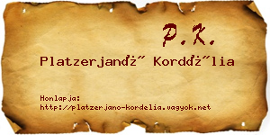 Platzerjanó Kordélia névjegykártya